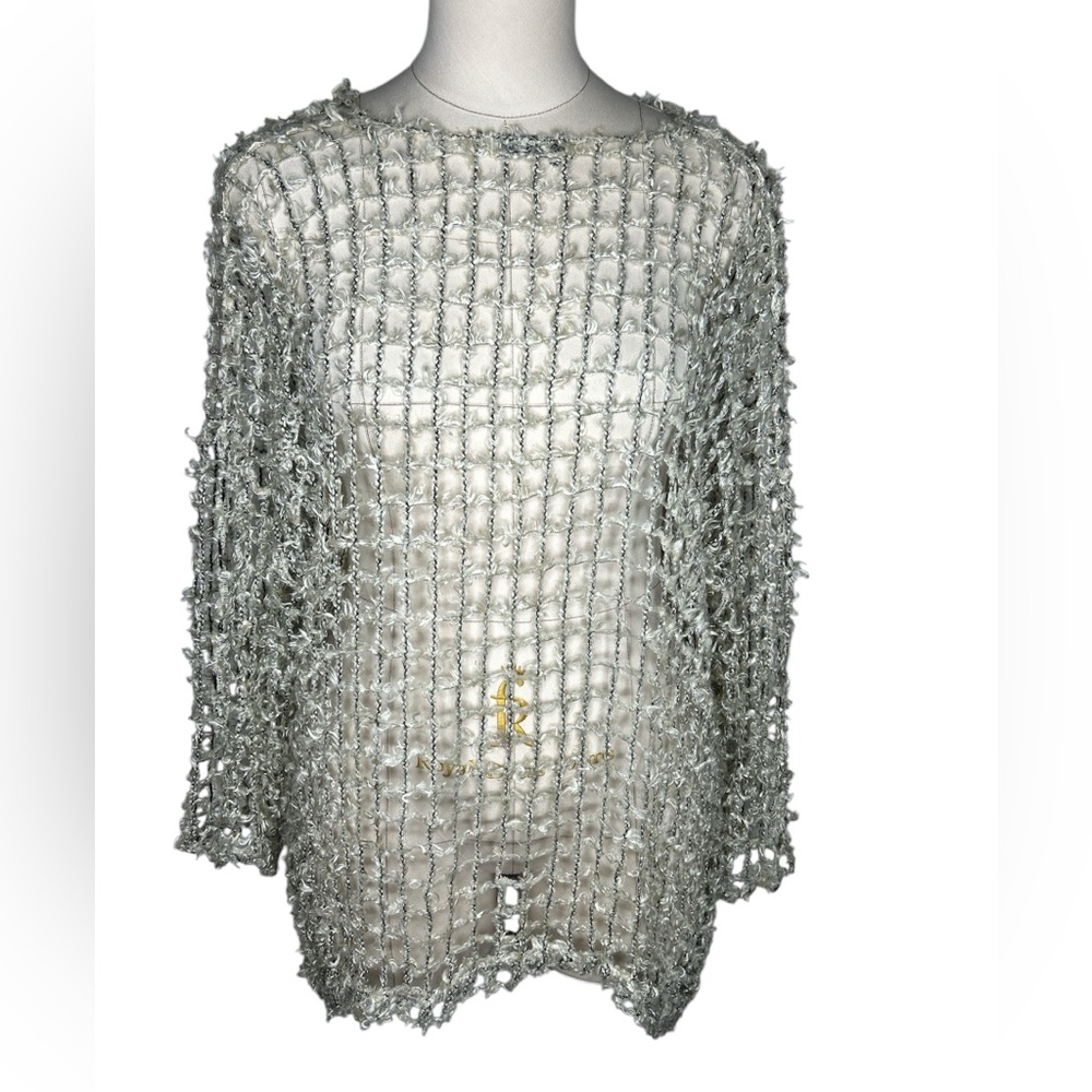 Bryan Emerson open weave long sleeve top